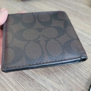 Coach Men's Leather Canvas Bifold Wallet Brown Monogram